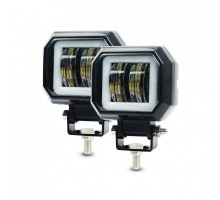 Светодиодная LED фара 30W 10-30V с глазками квадрат